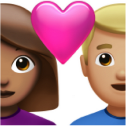 couple with heart: woman, man, medium skin tone, medium-light skin tone emoji