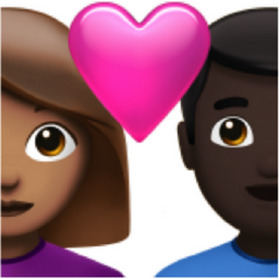couple with heart: woman, man, medium skin tone, dark skin tone emoji