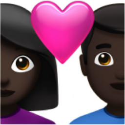 couple with heart: woman, man, dark skin tone emoji