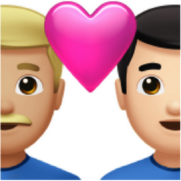 couple with heart: man, man, medium-light skin tone, light skin tone emoji