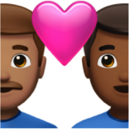 couple with heart: man, man, medium skin tone, medium-dark skin tone emoji