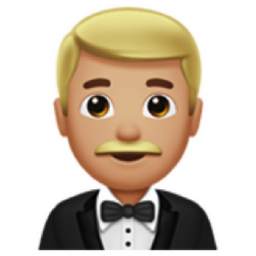man in tuxedo: medium-light skin tone emoji