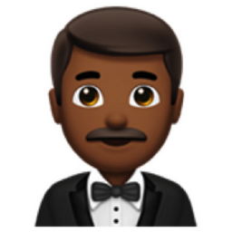 man in tuxedo: medium-dark skin tone emoji