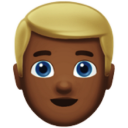 man: medium-dark skin tone, blond hair emoji