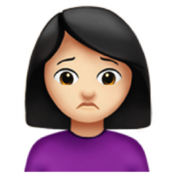 woman frowning: light skin tone emoji
