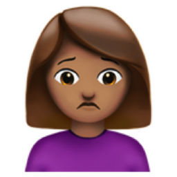 woman frowning: medium skin tone emoji
