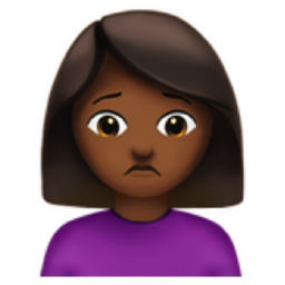 woman frowning: medium-dark skin tone emoji