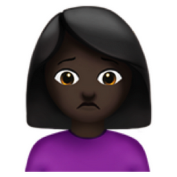 woman frowning: dark skin tone emoji