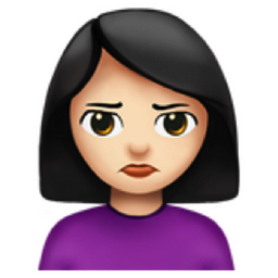 woman pouting: light skin tone emoji