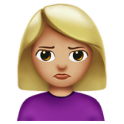 woman pouting: medium-light skin tone emoji