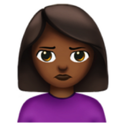 woman pouting: medium-dark skin tone emoji
