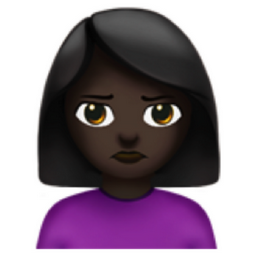 woman pouting: dark skin tone emoji