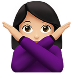 woman gesturing NO: light skin tone emoji