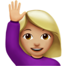 woman raising hand: medium-light skin tone emoji