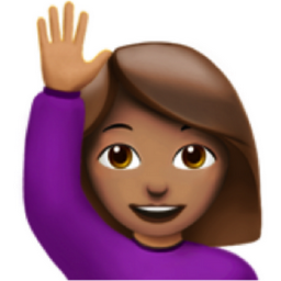 woman raising hand: medium skin tone emoji