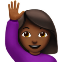 woman raising hand: medium-dark skin tone emoji