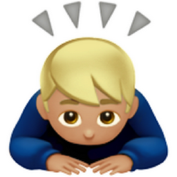 man bowing: medium-light skin tone emoji