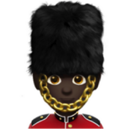 man guard: dark skin tone emoji