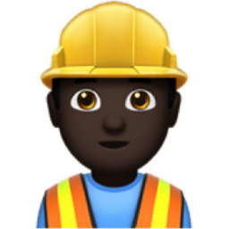 man construction worker: dark skin tone emoji