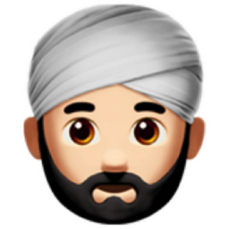 man wearing turban: light skin tone emoji
