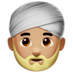 man wearing turban: medium-light skin tone emoji