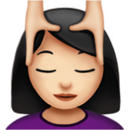 woman getting massage: light skin tone emoji
