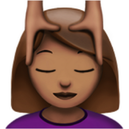 woman getting massage: medium skin tone emoji