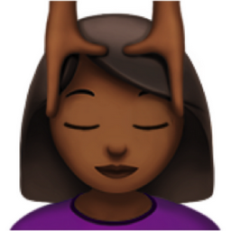 woman getting massage: medium-dark skin tone emoji