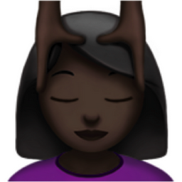woman getting massage: dark skin tone emoji