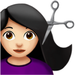 woman getting haircut: light skin tone emoji