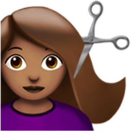 woman getting haircut: medium skin tone emoji