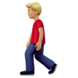 man walking: medium-light skin tone emoji