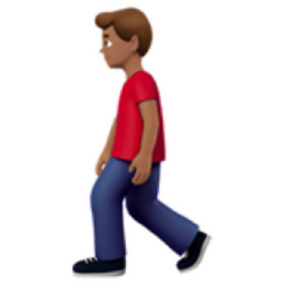man walking: medium skin tone emoji