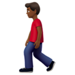 man walking: medium-dark skin tone emoji