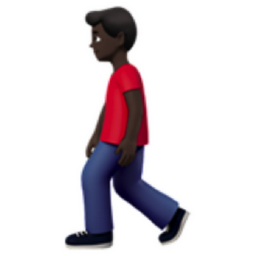 man walking: dark skin tone emoji