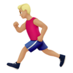 man running: medium-light skin tone emoji