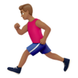 man running: medium skin tone emoji