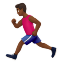 man running: medium-dark skin tone emoji