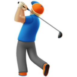man golfing: medium-light skin tone emoji