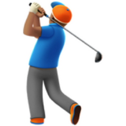 man golfing: medium skin tone emoji