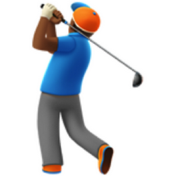 man golfing: medium-dark skin tone emoji