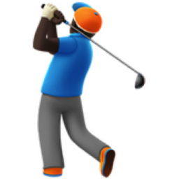 man golfing: dark skin tone emoji