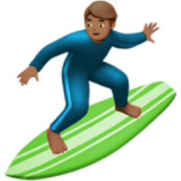 man surfing: medium skin tone emoji