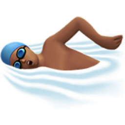 man swimming: medium skin tone emoji