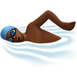 man swimming: medium-dark skin tone emoji