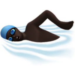 man swimming: dark skin tone emoji