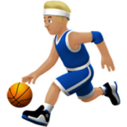 man bouncing ball: medium-light skin tone emoji
