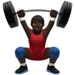 man lifting weights: dark skin tone emoji