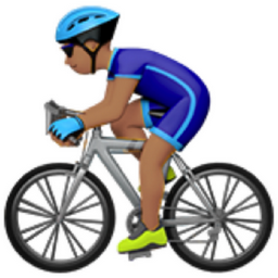 man biking: medium skin tone emoji