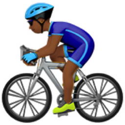 man biking: medium-dark skin tone emoji